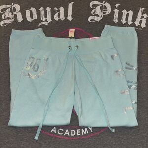 NWT Victoria’s Secret PINK Baby Blue Iridescent Sequin Bling Capri Pants- SM